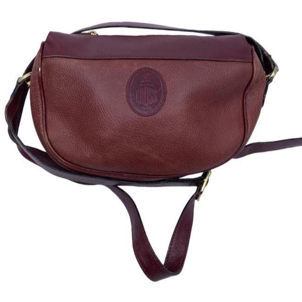 mark cross vintage shoulder burgundy leather cross